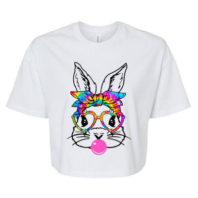 Cute Bunny With Bandana Heart Glasses Bubblegum Easter Day Bella+Canvas Jersey Crop Tee