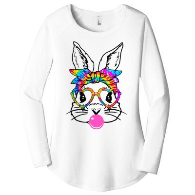 Cute Bunny With Bandana Heart Glasses Bubblegum Easter Day Women's Perfect Tri Tunic Long Sleeve Shirt