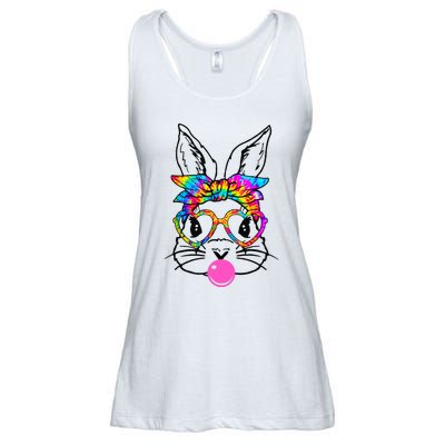 Cute Bunny With Bandana Heart Glasses Bubblegum Easter Day Ladies Essential Flowy Tank