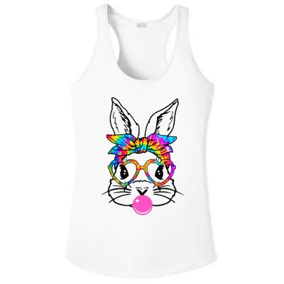 Cute Bunny With Bandana Heart Glasses Bubblegum Easter Day Ladies PosiCharge Competitor Racerback Tank