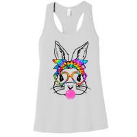 Cute Bunny With Bandana Heart Glasses Bubblegum Easter Day Women's Racerback Tank