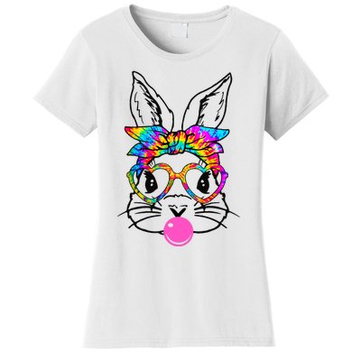 Cute Bunny With Bandana Heart Glasses Bubblegum Easter Day Women's T-Shirt