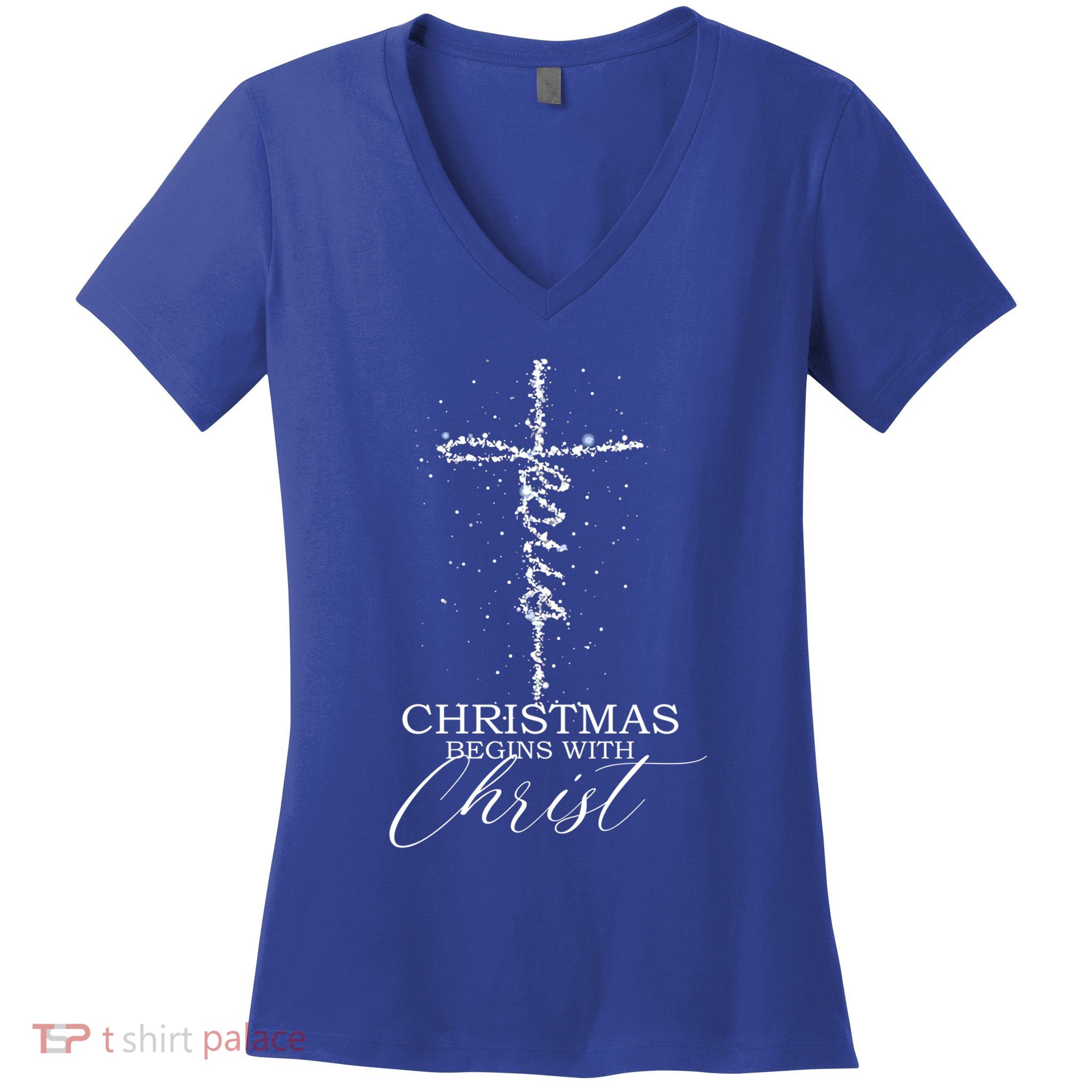Christmas Begins With Christ Jesus Faithful Christian Light Meaningful Gift Women's V-Neck T-Shirt