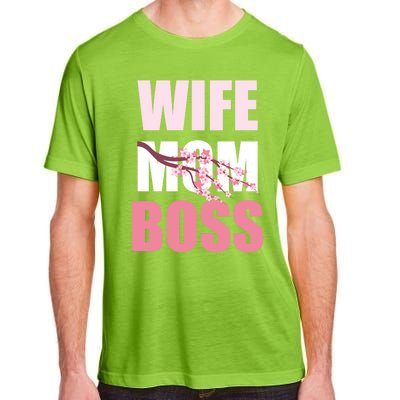 Cherry Blossom Wife Mother Boss Sakura Mothers Day Funny Mom Gift Adult ChromaSoft Performance T-Shirt