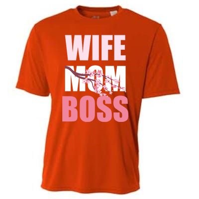 Cherry Blossom Wife Mother Boss Sakura Mothers Day Funny Mom Gift Cooling Performance Crew T-Shirt