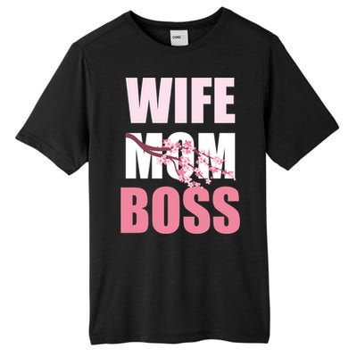 Cherry Blossom Wife Mother Boss Sakura Mothers Day Funny Mom Gift Tall Fusion ChromaSoft Performance T-Shirt