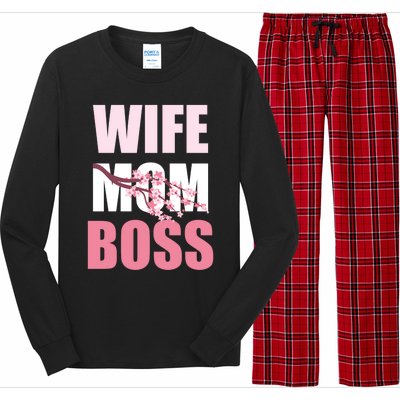 Cherry Blossom Wife Mother Boss Sakura Mothers Day Funny Mom Gift Long Sleeve Pajama Set