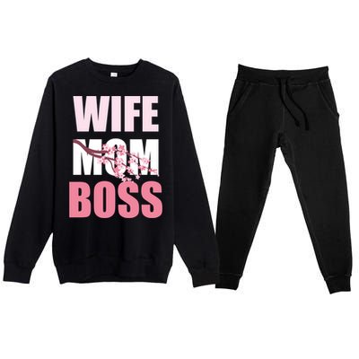 Cherry Blossom Wife Mother Boss Sakura Mothers Day Funny Mom Gift Premium Crewneck Sweatsuit Set