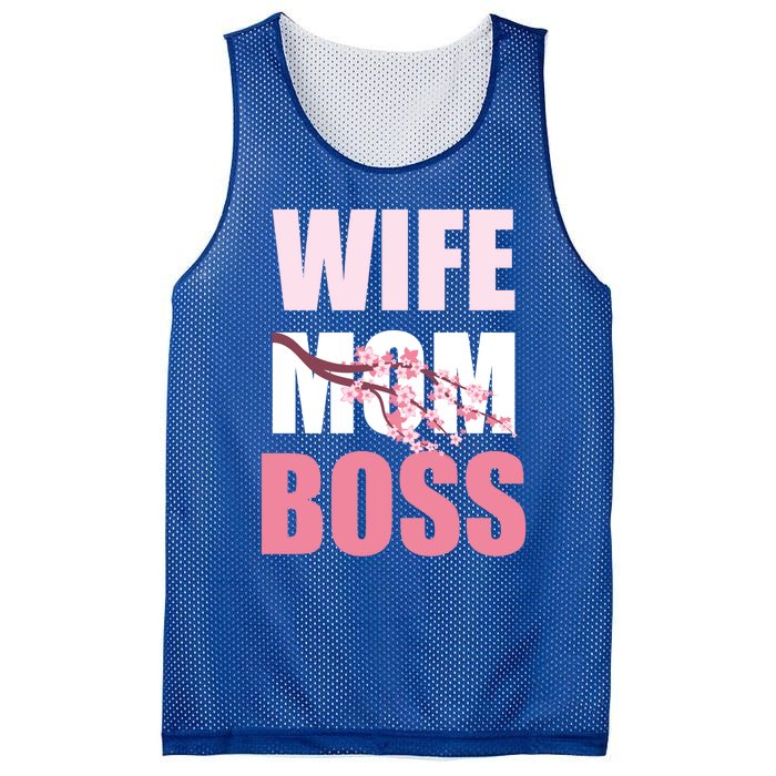 Cherry Blossom Wife Mother Boss Sakura Mothers Day Funny Mom Gift Mesh Reversible Basketball Jersey Tank