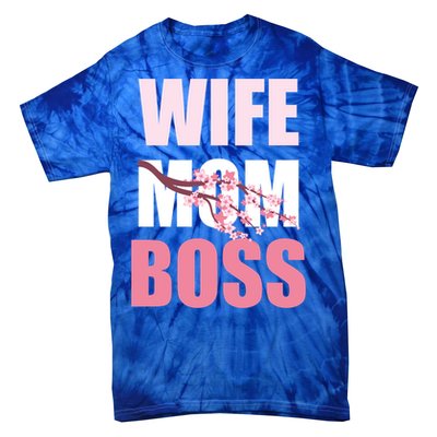 Cherry Blossom Wife Mother Boss Sakura Mothers Day Funny Mom Gift Tie-Dye T-Shirt