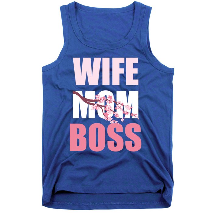 Cherry Blossom Wife Mother Boss Sakura Mothers Day Funny Mom Gift Tank Top