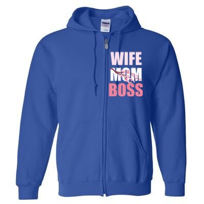 Cherry Blossom Wife Mother Boss Sakura Mothers Day Funny Mom Gift Full Zip Hoodie