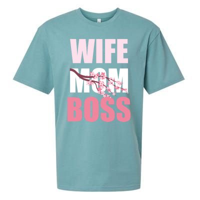 Cherry Blossom Wife Mother Boss Sakura Mothers Day Funny Mom Gift Sueded Cloud Jersey T-Shirt