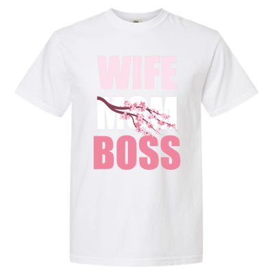 Cherry Blossom Wife Mother Boss Sakura Mothers Day Funny Mom Gift Garment-Dyed Heavyweight T-Shirt