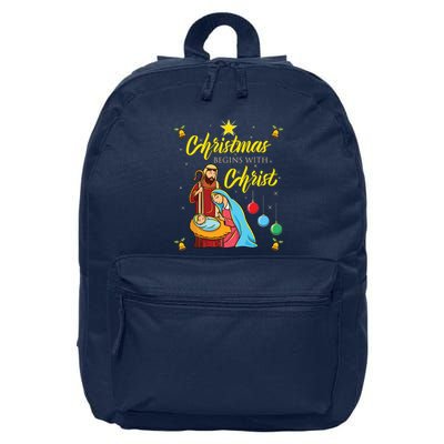Christmas Begins With Christ Jesus Christmas 16 in Basic Backpack