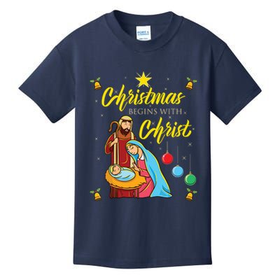 Christmas Begins With Christ Jesus Christmas Kids T-Shirt