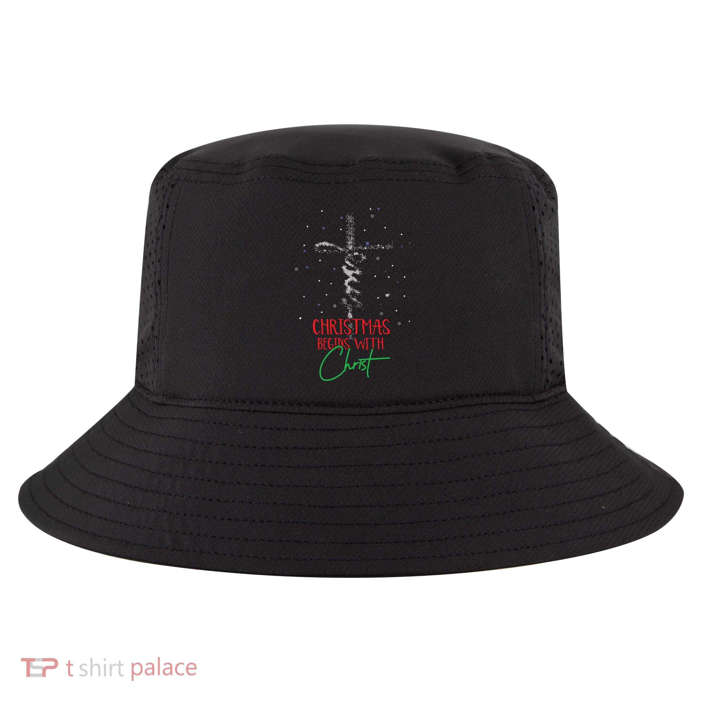 Christmas Begins With Christ Snowman Christian Religious Cool Comfort Performance Bucket Hat