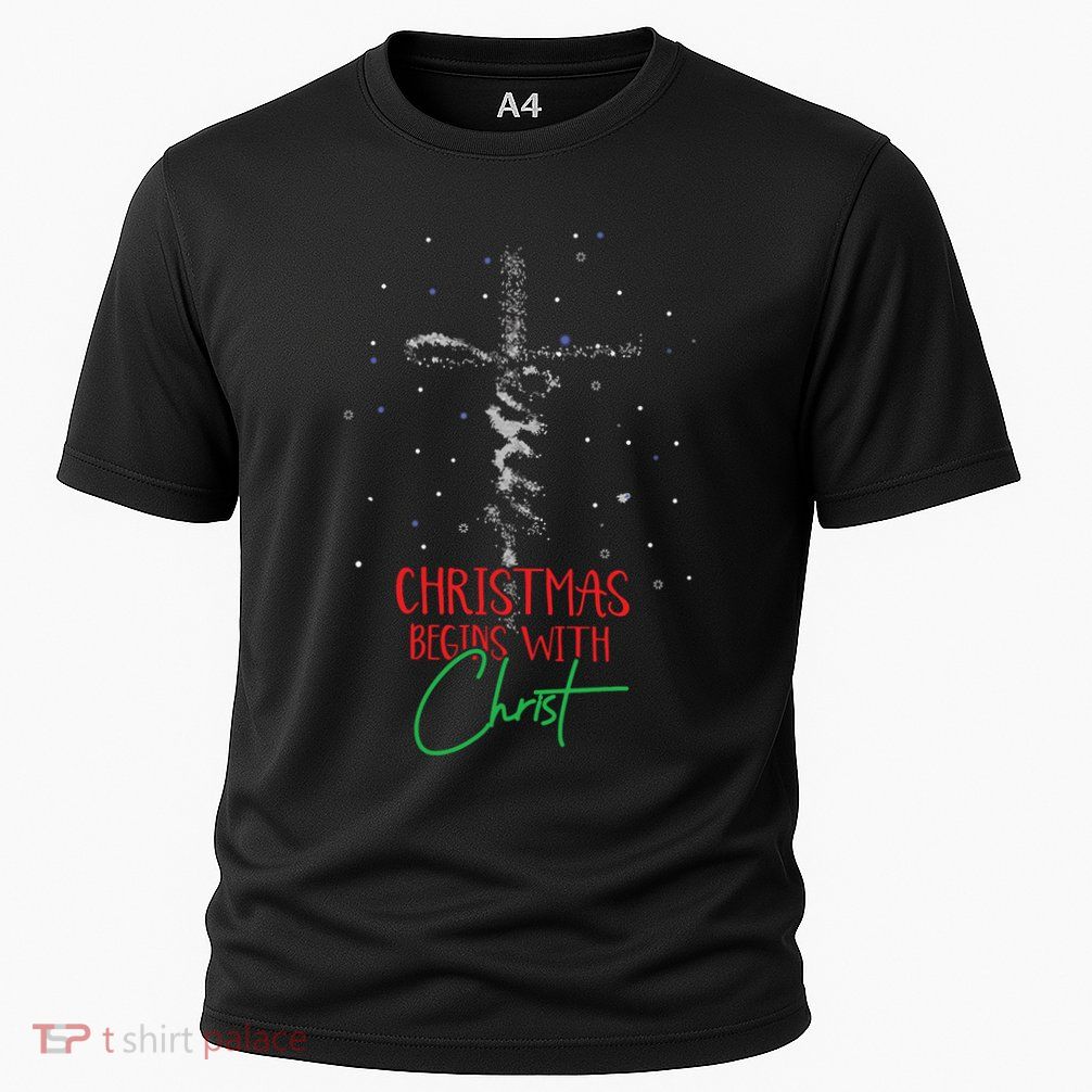 Christmas Begins With Christ Snowman Christian Religious Performance Shirt
