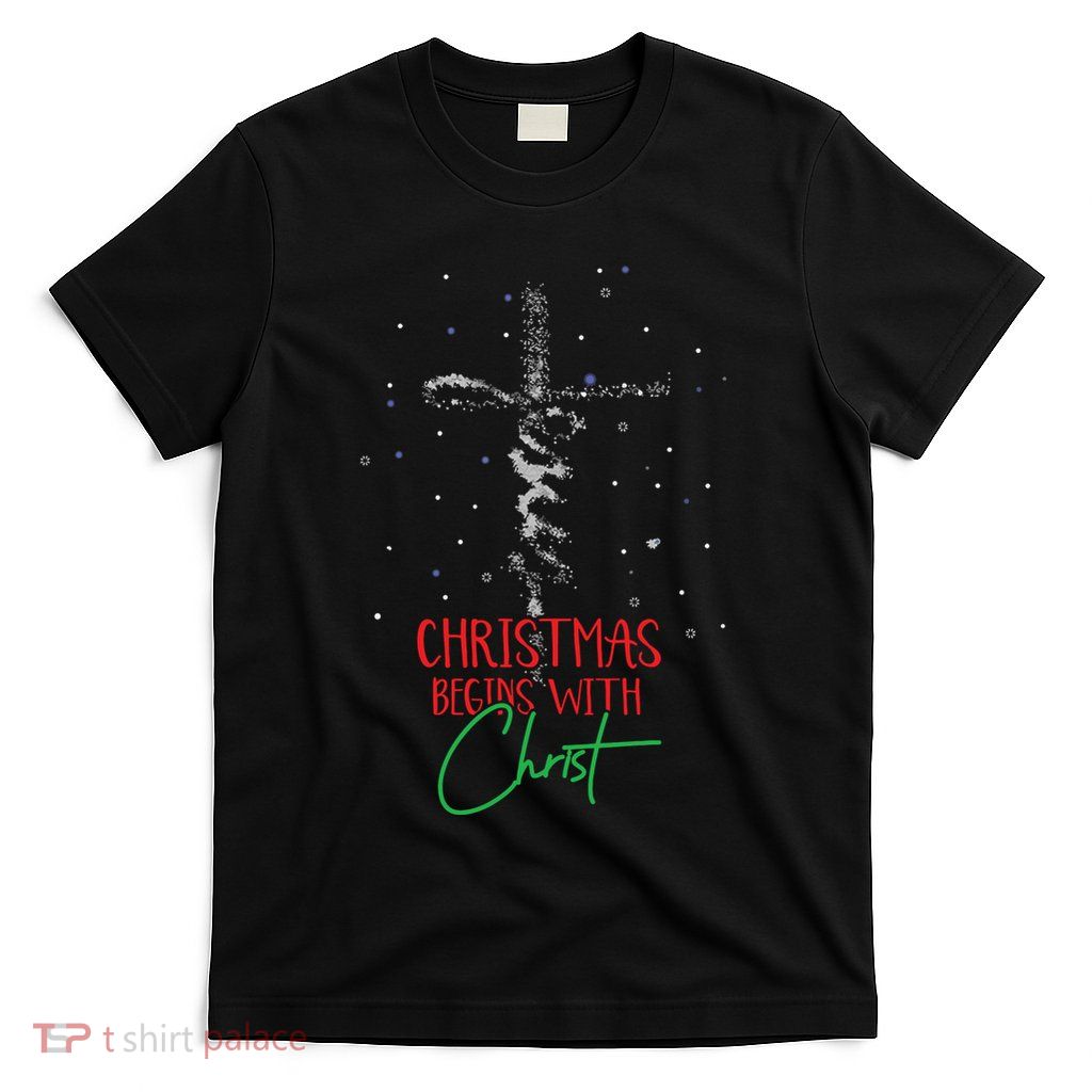 Christmas Begins With Christ Snowman Christian Religious T-Shirt