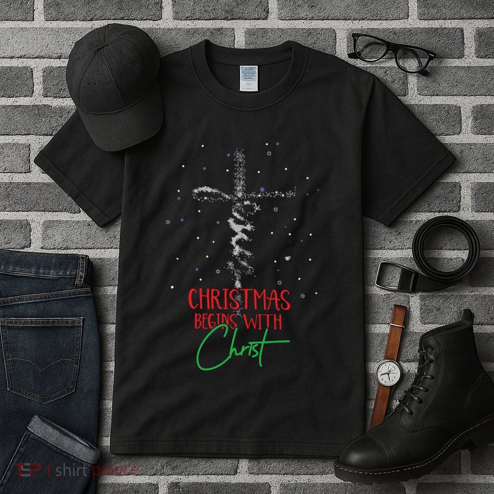 Christmas Begins With Christ Snowman Christian Religious Tall T-Shirt