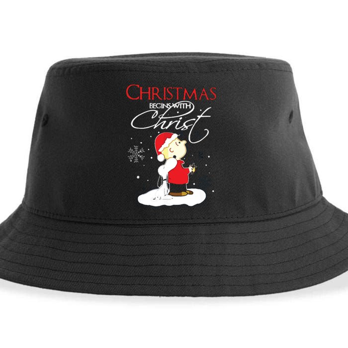 Christmas Begins With Christ Xmas Gift Holiday Costume Sustainable Bucket Hat