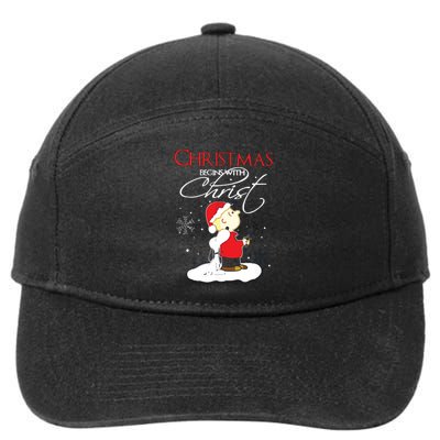 Christmas Begins With Christ Xmas Gift Holiday Costume 7-Panel Snapback Hat