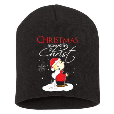 Christmas Begins With Christ Xmas Gift Holiday Costume Short Acrylic Beanie