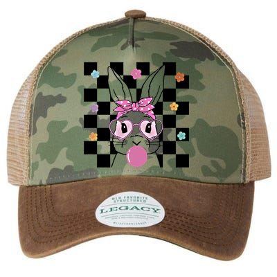 Cute Bunny With Bandana Heart Glasses Bubblegum Easter Day Gift Legacy Tie Dye Trucker Hat