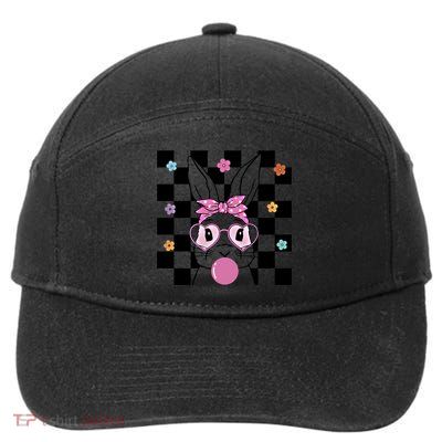 Cute Bunny With Bandana Heart Glasses Bubblegum Easter Day Gift 7-Panel Snapback Hat