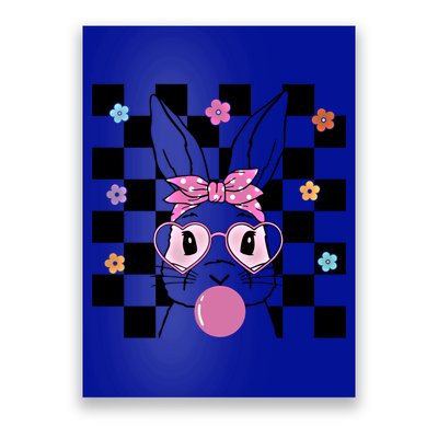 Cute Bunny With Bandana Heart Glasses Bubblegum Easter Day Gift Poster