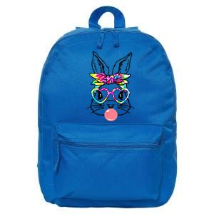 Cute Bunny With Bandana Heart Glasses Bubblegum Easter Day Gift 16 in Basic Backpack