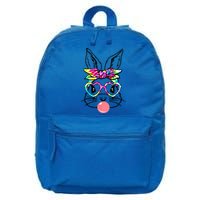 Cute Bunny With Bandana Heart Glasses Bubblegum Easter Day Gift 16 in Basic Backpack