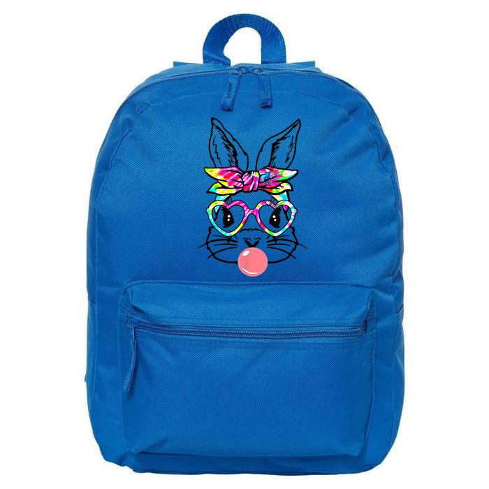 Cute Bunny With Bandana Heart Glasses Bubblegum Easter Day Gift 16 in Basic Backpack