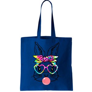 Cute Bunny With Bandana Heart Glasses Bubblegum Easter Day Gift Tote Bag