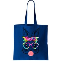 Cute Bunny With Bandana Heart Glasses Bubblegum Easter Day Gift Tote Bag