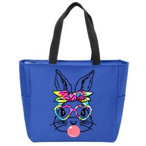 Cute Bunny With Bandana Heart Glasses Bubblegum Easter Day Gift Zip Tote Bag