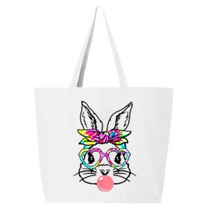 Cute Bunny With Bandana Heart Glasses Bubblegum Easter Day Gift 25L Jumbo Tote