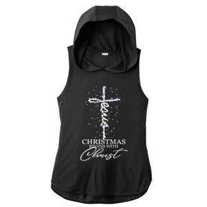 Christmas Begin With Christ Jesus Christian Jesus Xmas Gifts Ladies PosiCharge Tri-Blend Wicking Draft Hoodie Tank