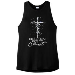 Christmas Begin With Christ Jesus Christian Jesus Xmas Gifts Ladies PosiCharge Tri-Blend Wicking Tank