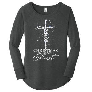 Christmas Begin With Christ Jesus Christian Jesus Xmas Gifts Women's Perfect Tri Tunic Long Sleeve Shirt