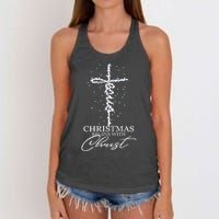 Christmas Begin With Christ Jesus Christian Jesus Xmas Gifts Women's Knotted Racerback Tank