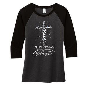 Christmas Begin With Christ Jesus Christian Jesus Xmas Gifts Women's Tri-Blend 3/4-Sleeve Raglan Shirt