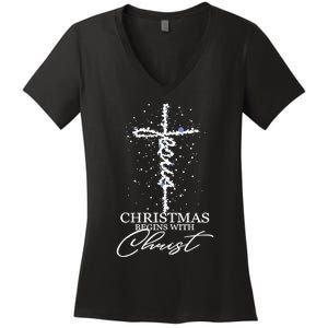 Christmas Begin With Christ Jesus Christian Jesus Xmas Gifts Women's V-Neck T-Shirt