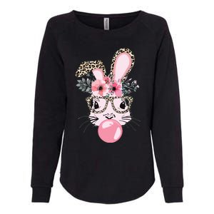 Cute Bunny With Leopard Glasses Bubblegum Easter Day Womens California Wash Sweatshirt