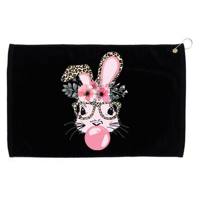 Cute Bunny With Leopard Glasses Bubblegum Easter Day Grommeted Golf Towel