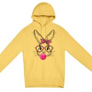 Cute Bunny With Heart Glasses Bubblegum Easter Day Cool Gift Premium Pullover Hoodie