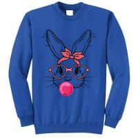 Cute Bunny With Heart Glasses Bubblegum Easter Day Cool Gift Tall Sweatshirt