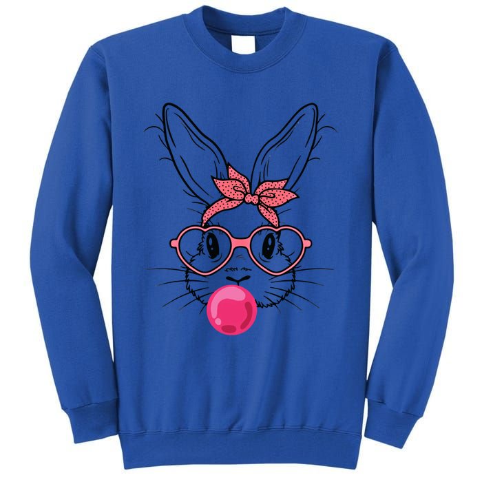 Cute Bunny With Heart Glasses Bubblegum Easter Day Cool Gift Tall Sweatshirt