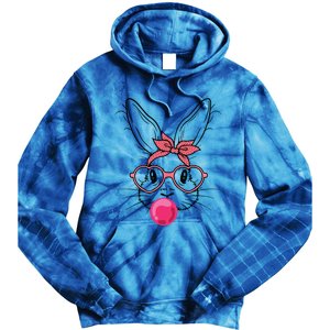 Cute Bunny With Heart Glasses Bubblegum Easter Day Cool Gift Tie Dye Hoodie