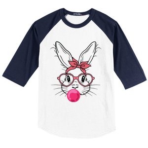 Cute Bunny With Heart Glasses Bubblegum Easter Day Cool Gift Baseball Sleeve Shirt